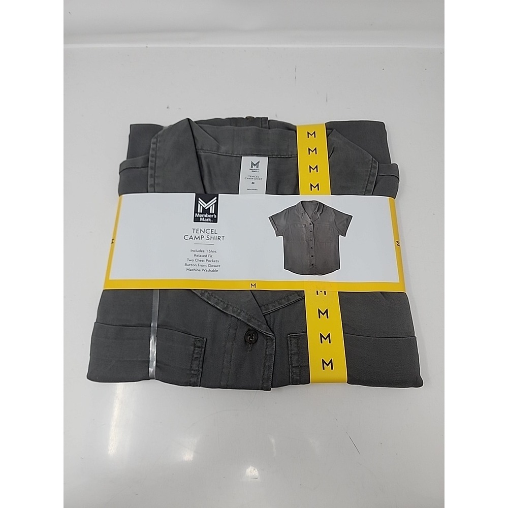 New Member's Mark Women's Tencel Pockets Camp Collar Shirt Size M Dark Green